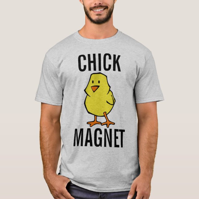 T-SHIRTS HOMMES AMUSANTS, MAGNET POULET (Devant)