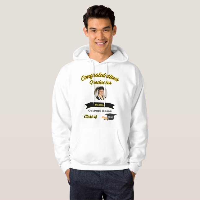 T-shirts hommes photo et nom félicitations diplômé (Devant entier)