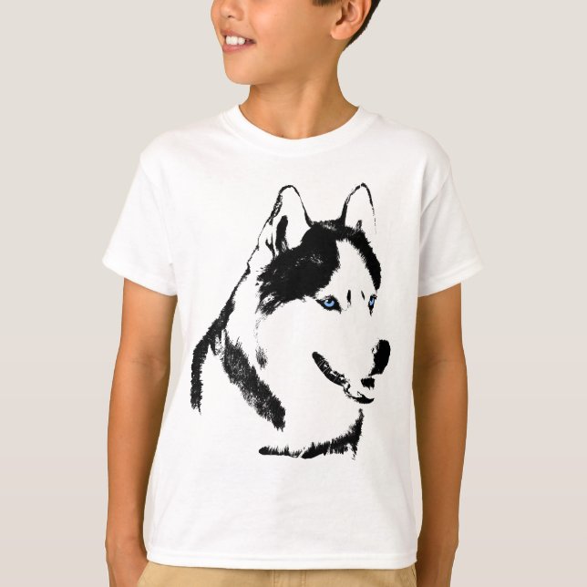 T-shirts Husky Shirt Sled Dog de l'enfant Husky (Devant)