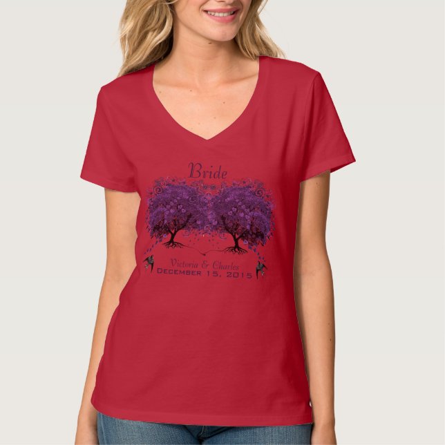 T-shirts Mariages de feuilles de coeur de pomme (Devant)