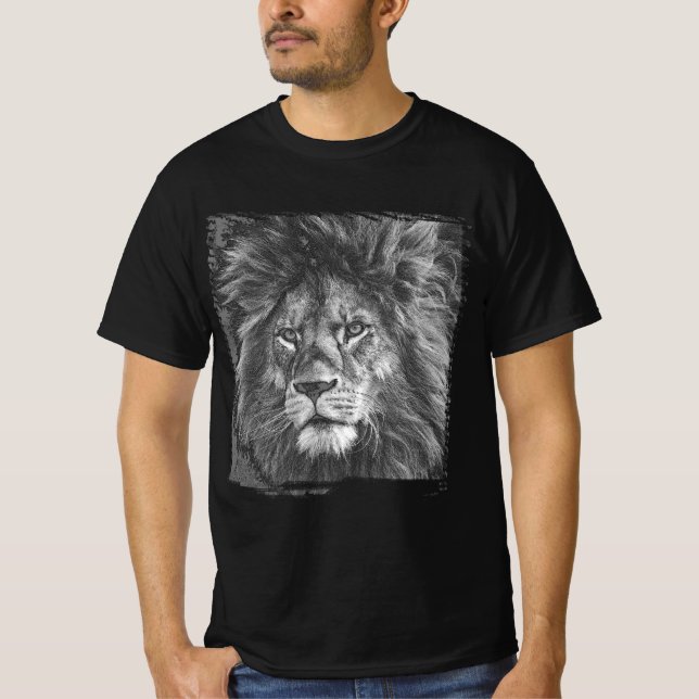T-shirts Modèle Pop Art visage de Lion pour hommes (Devant)