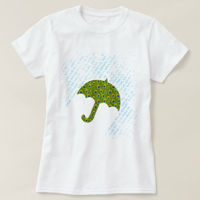 T-shirts Peacock Umbrella Fête des mariées (Design devant)