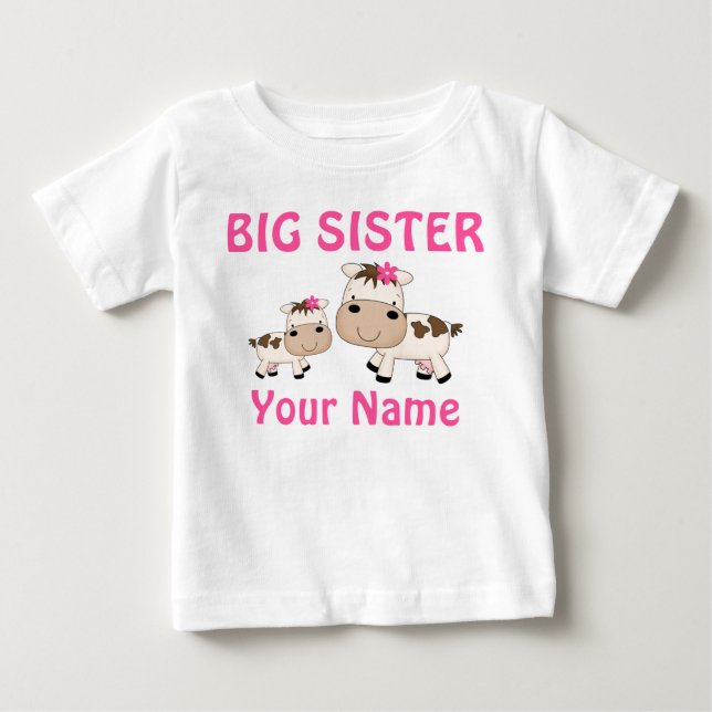 T-shirts personnalisés Big Sister Cow (Devant)