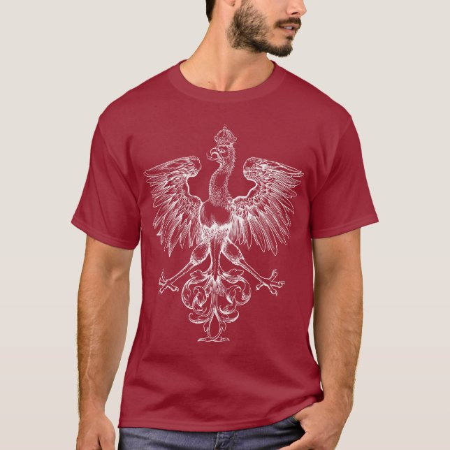 T-shirts polonais d'art d'Eagle de cru (pièce en (Devant)