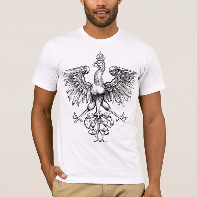 T-shirts polonais d'art d'Eagle de cru (pièce en (Devant)