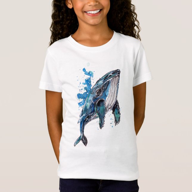 T-shirts pour enfants de baleines à bosse bleu (Devant)