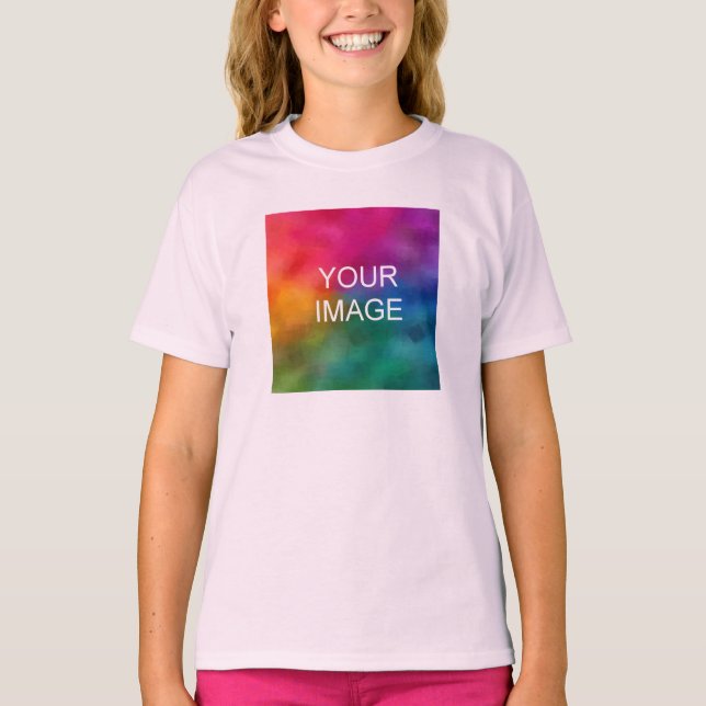 T-Shirts pour filles Ajouter l'image rose pâle (Devant)