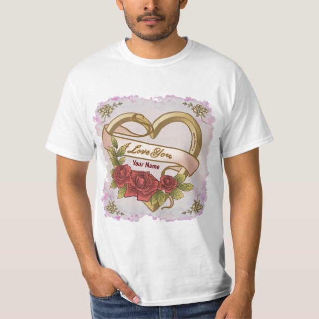 T-shirts Red Roses Bevel Heart (Devant)