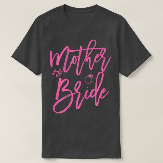 T-shirts rose pour femmes, mère de la mariée (Design devant)