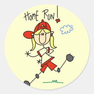 T-Shirts und Geschenke für Mädchen Baseball Home R Runder Aufkleber