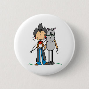 T-Shirts und Geschenke mit Cowgirl und Pferd Button