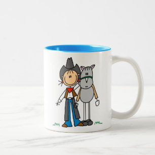 T-Shirts und Geschenke mit Cowgirl und Pferd Zweifarbige Tasse