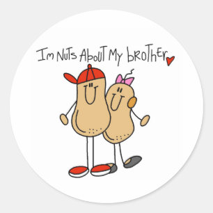 T-Shirts und Geschenke: Nuts About My Brother Runder Aufkleber