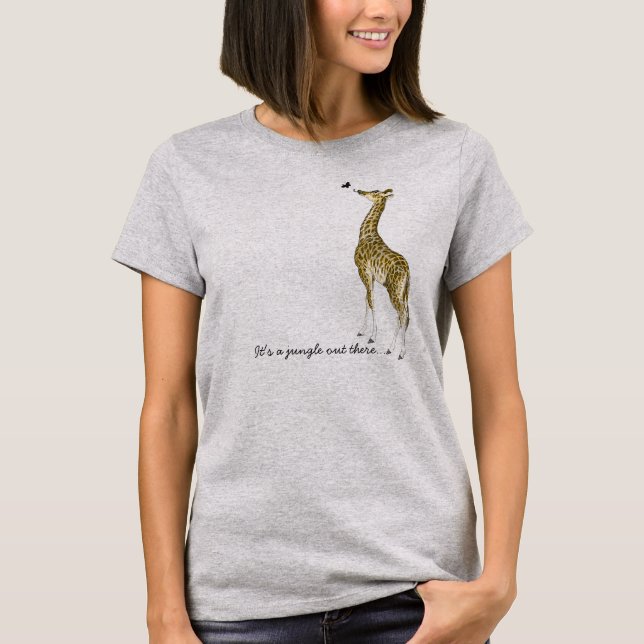 T-shirts Whimsical Giraffe Butterfly (Devant)