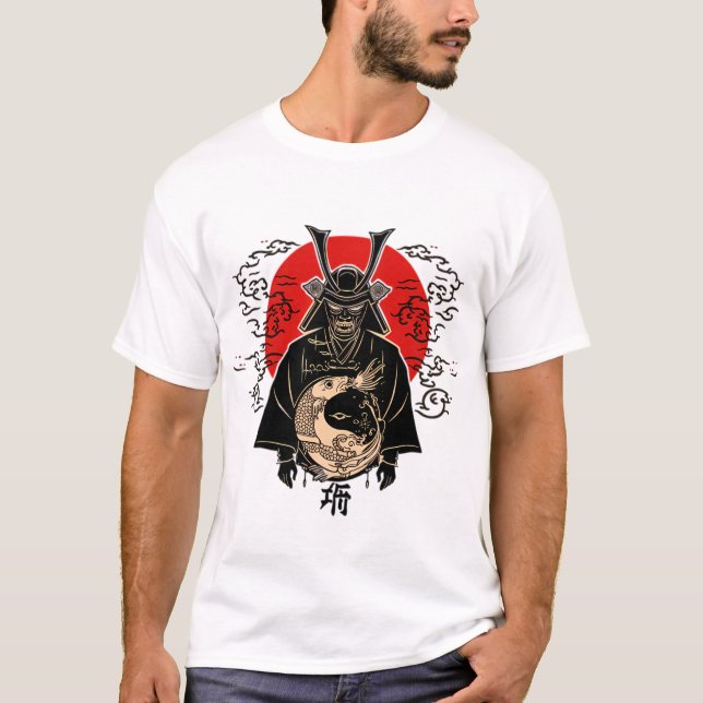 T-ShirtSamurai and Rising Sun – Japanese Art Illus T-Shirt (Vorderseite)