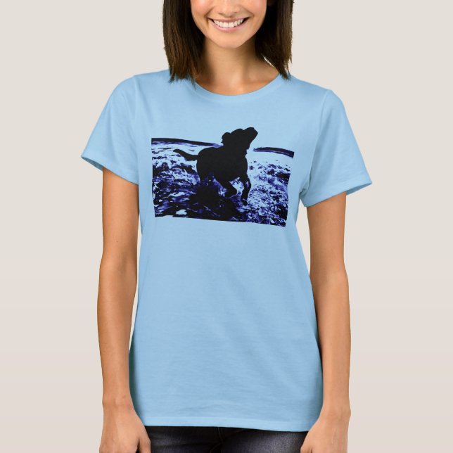 T - Shirtschwarz-Labrador der Frauen T-Shirt (Vorderseite)