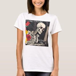 T - Skeleton & Kaffee-geschürte Kreativität T-Shirt