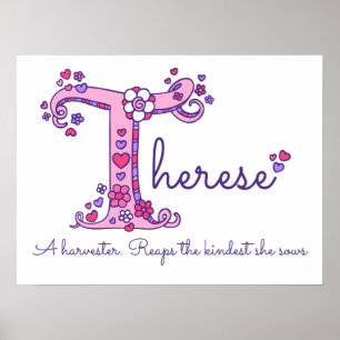 T Therese initiale Kritzelkunst Name Bedeutung Poster