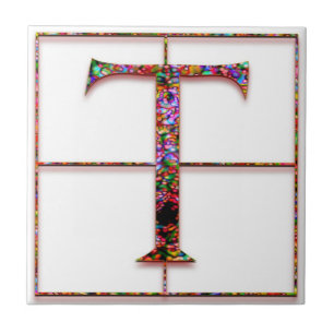 T Trajanus Red Custom Monogram Tile Fliese