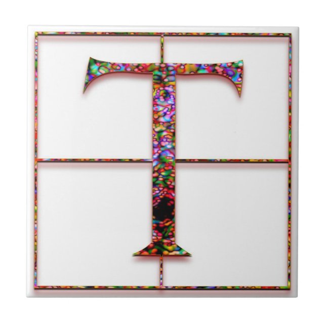 T Trajanus Red Custom Monogram Tile Fliese (Vorderseite)