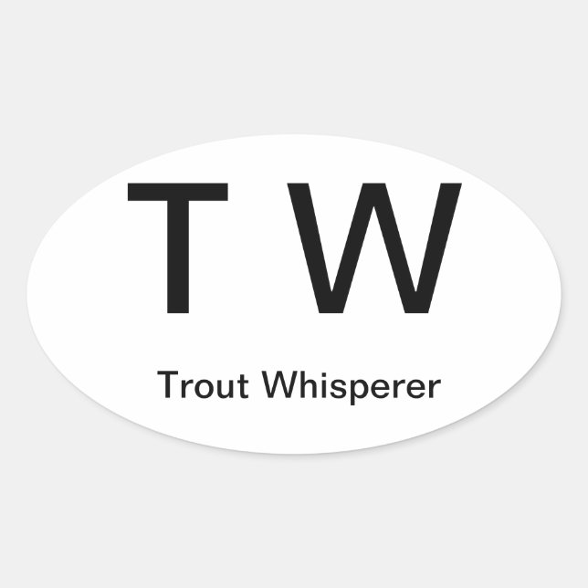 T W, Trout Whisperer Ovaler Aufkleber (Vorderseite)