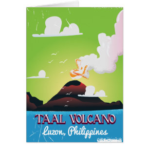 Taal Volcano Vulkan Philipp Vintage Reiseplakat