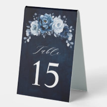 Tab "Dusty Blue Slate Navy Floral Botanical Weddin