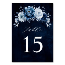 Tab "Dusty Blue Slate Navy Floral Botanical Weddin