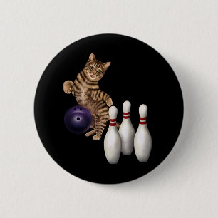 Tab Funny Cat Bowling Button