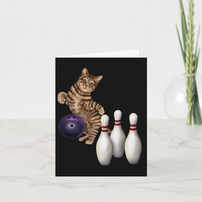Tab Funny Cat Bowling Karte (Vorderseite)
