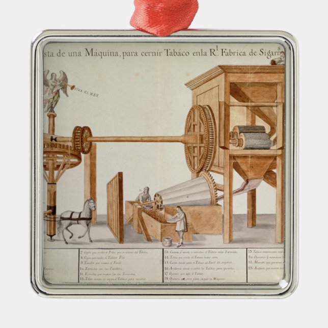 Tabak, der Maschine vom königlichen Tabak siebt Silbernes Ornament (Vorne)
