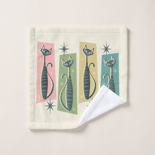 Tabbies Rétro Patchwork ©studioxine (Gant de toilette)