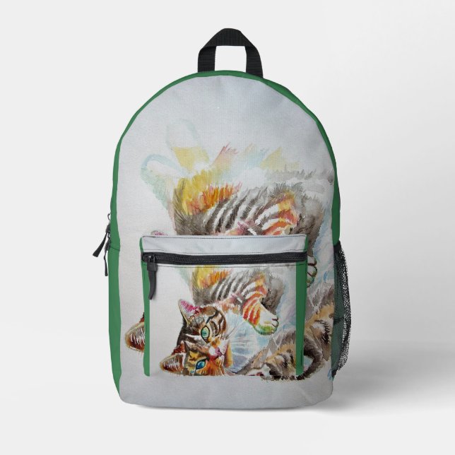 Tabbtabellen Niedlich Katzen Aquarellkunst Bedruckter Rucksack (Vorderseite)