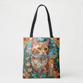 Tabby art stained glass cat colorful modern style tasche