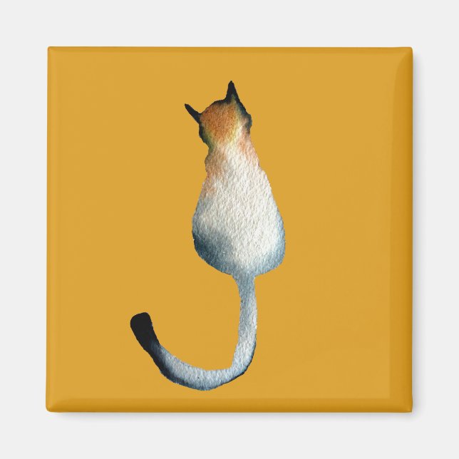 Tabby black and brown cat illustration magnet (Vorne)