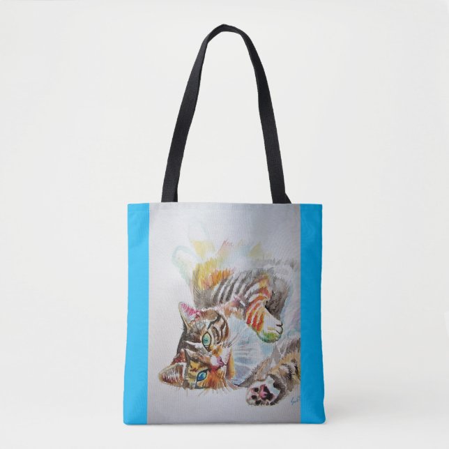 Tabby Cat Aquarelle Ginger Chats amoureux Sac four (Devant)