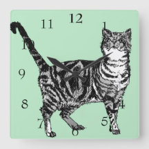 Tabby Cat Cats Art Tierminze Grüne Dekoration