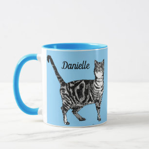 Tabby Cat Cats light Blue Girls Name Tasse