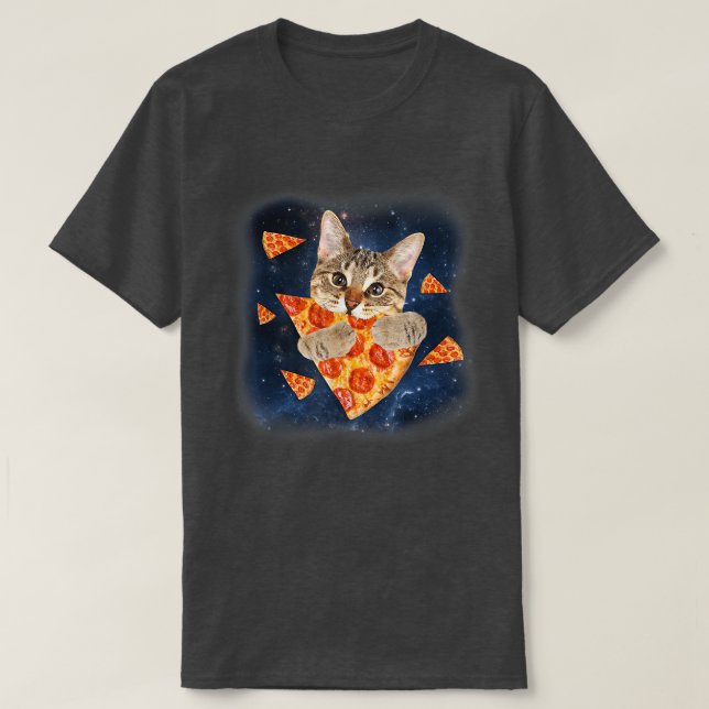 Tabby Cat Chomping on a Pizza Galay Pizza Cat 3103 T-Shirt (Design vorne)