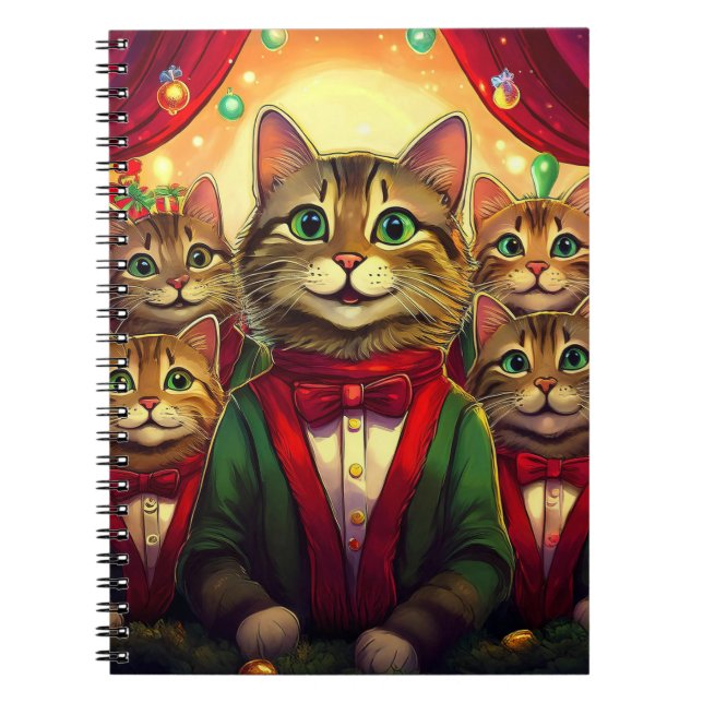 Tabby Cat Christmas Choir Notizblock (Vorderseite)