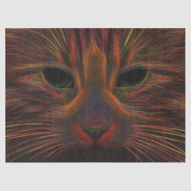 Tabby Cat Design Orange Kupfer Schwarz Nah Up Seidenpapier (Vorderseite)