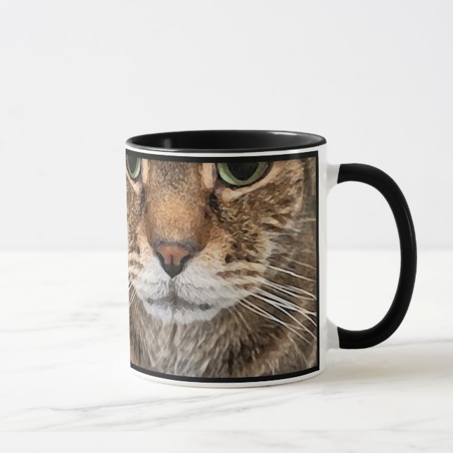 Tabby Cat Face and Paws - Funny Feline Design Tasse (Rechts)