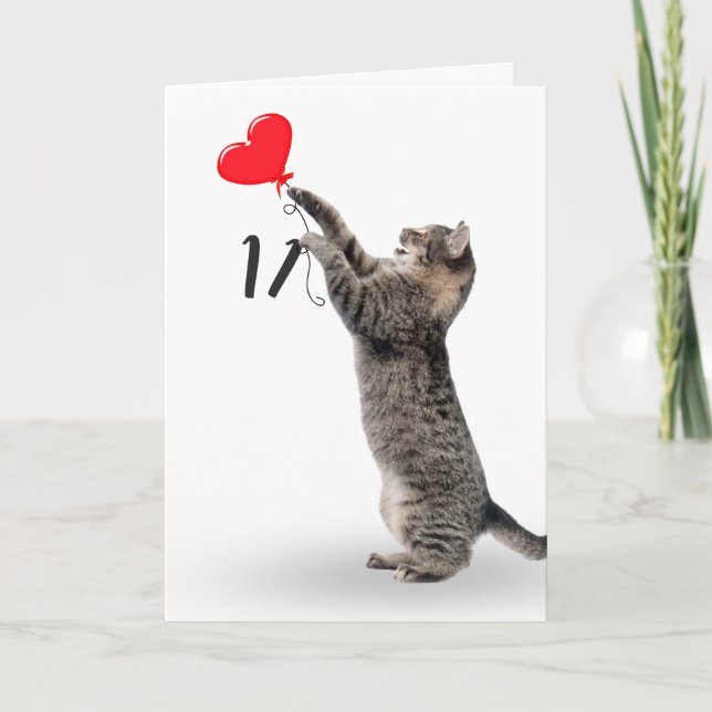 Tabby Cat für 11. Geburtstagskarte Karte (Vorderseite)