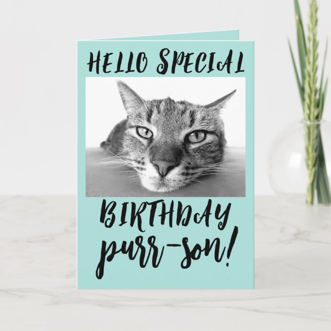 TABBY CAT GEBURTSTAG GREETING CARDS KARTE (Vorderseite)