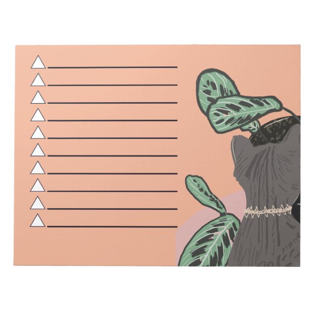 Tabby Cat Gray Plants  Two-Tone    Notizblock (Vorderseite)