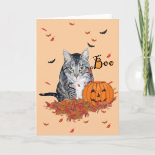Tabby Cat Halloween Karte