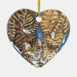 Tabby Cat Heart Xmas Keramik Ornament