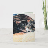 Tabby Cat individuell anpassbare Note Card, grün