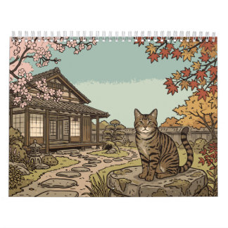 Tabby Cat Japan – 12 Monate nostalgisches Japan Wa Kalender