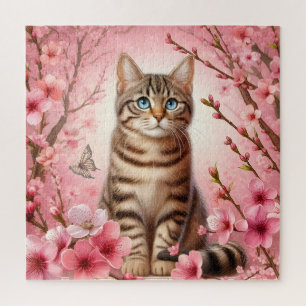 Tabby Cat Japanese Cherry Blossom Blume Kitten